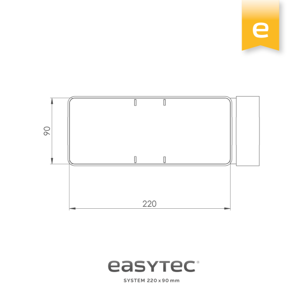 EASYTEC Flachkanal Rohrbogen 90° waagerecht System 220 x 90 mm Art. 32160